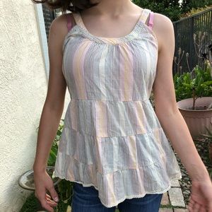 Vintage Anthropologie top. Stripe tie back.